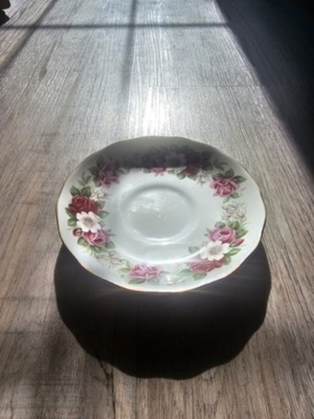 Queen Anne Bone China Saucer Only. Pink Red Rose F173 Ridgway Potteries England